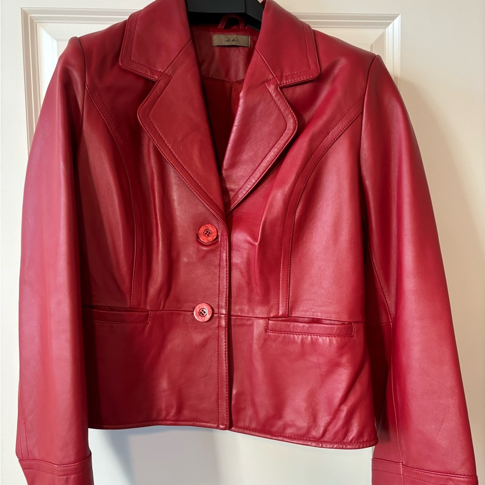 Chic Red Leather Jacket for Women
